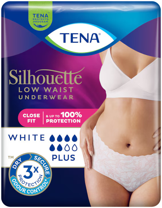 Tena Silhouette Low Waist White Plus M inkontinenční kalhotky 12 ks