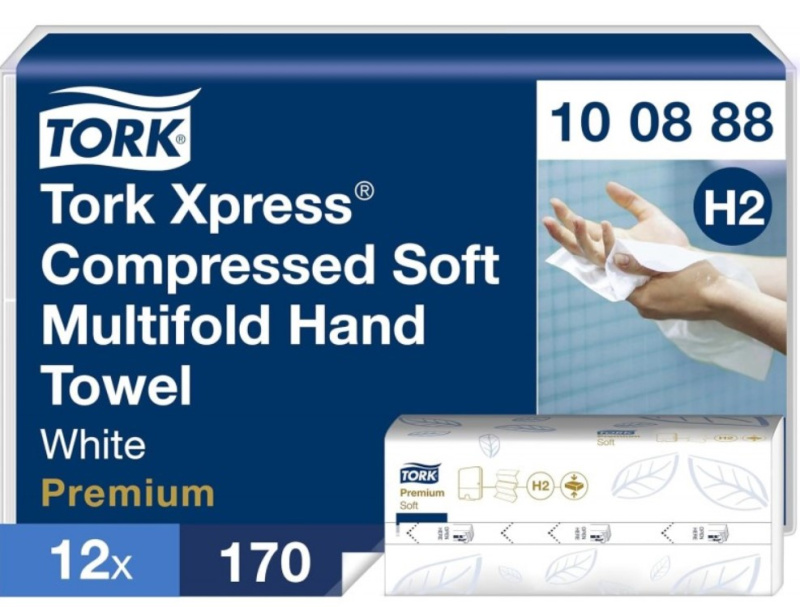TORK Xpress 100888 - skládané papírové ručníky 2 vrstvé (12 bal x 170 listů)