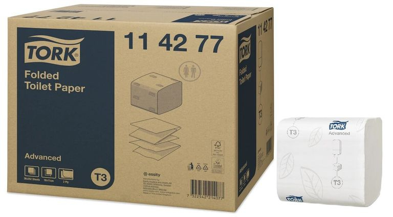 Tork Folded 114277 - skládaný toaletní papír (36 bal x 252 ks)