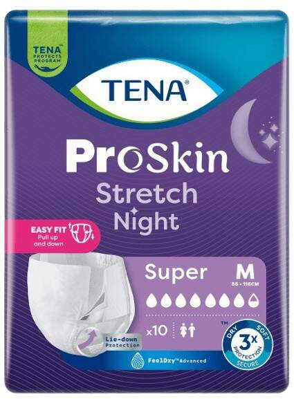 TENA STRETCH NIGHT SUPER M KALHOTKY ABSORPČNÍ ZALEPOVACÍ NATAHOVACÍ,BOKY 86-1