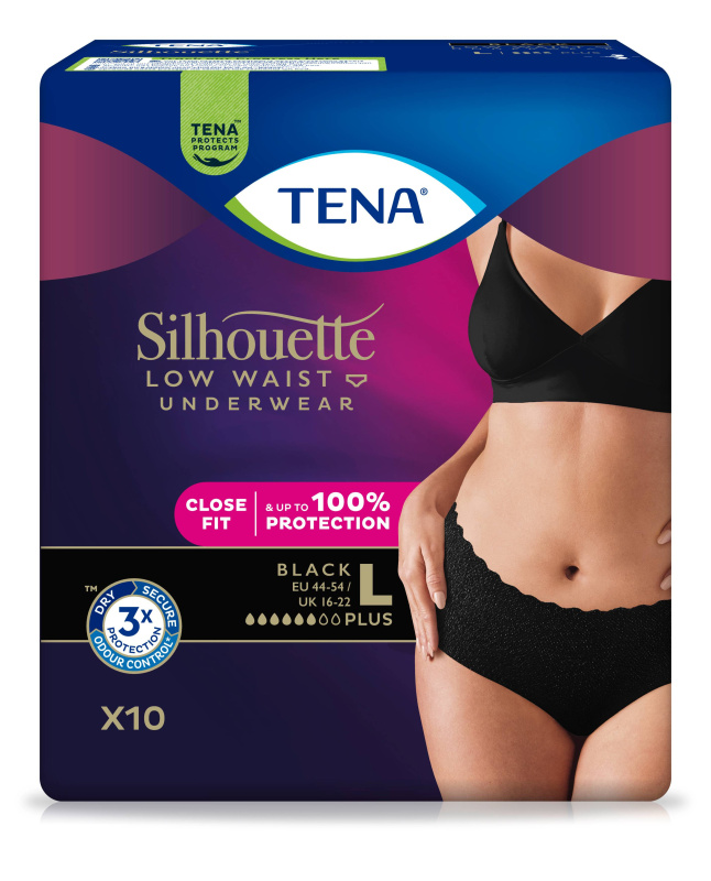 Tena Lady Pants Plus Black Large inkontinenční kalhotky 8 ks