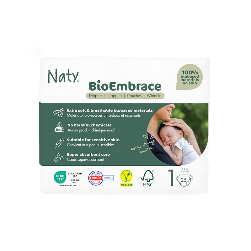 ECO BY NATY Bioembrace newborn plenky 2-5 kg 25 kusů