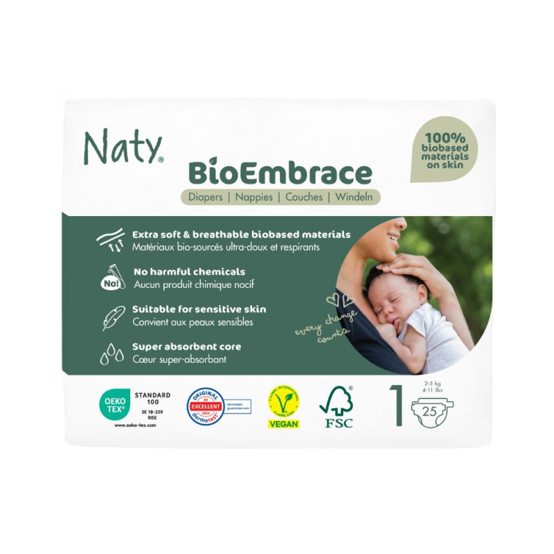 ECO BY NATY Bioembrace newborn plenky 2-5 kg 25 kusů