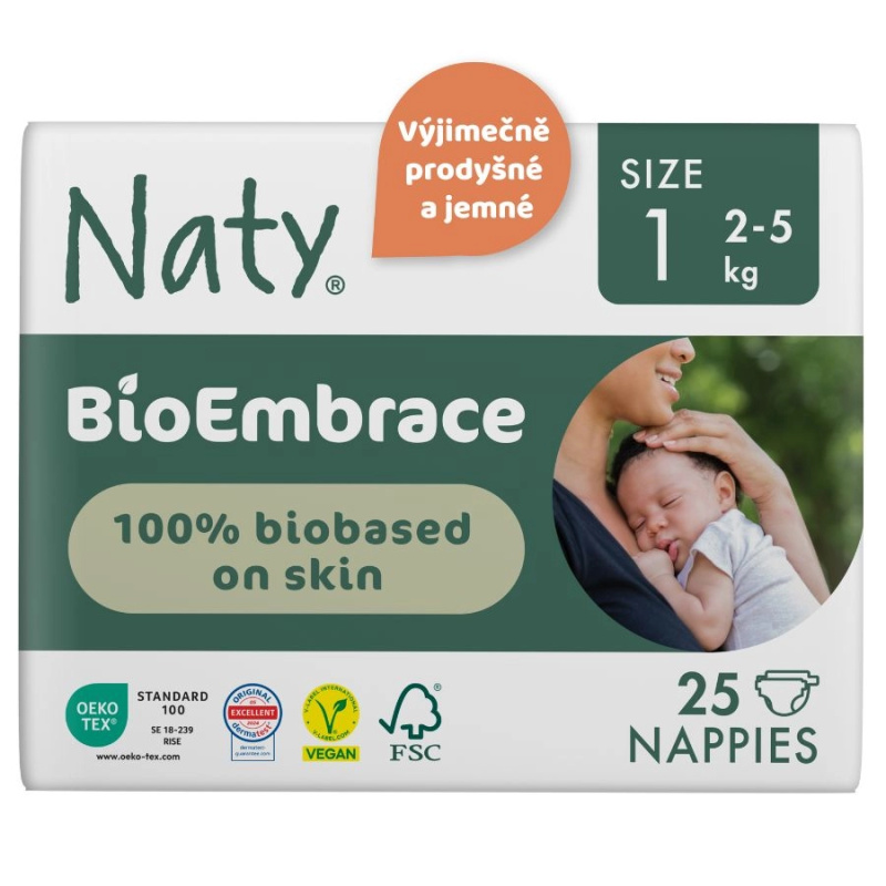 ECO BY NATY Bioembrace newborn plenky 2-5 kg 25 kusů