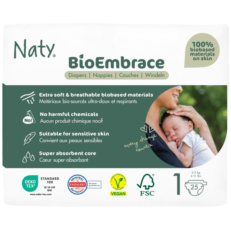 ECO BY NATY Bioembrace newborn plenky 2-5 kg 25 kusů