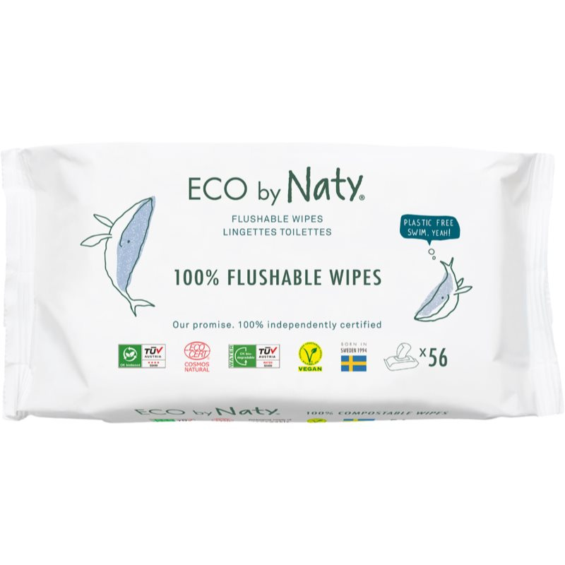 Eco by Naty vlhčené ubrousky bez vůně - splachovatelné (56 ks)