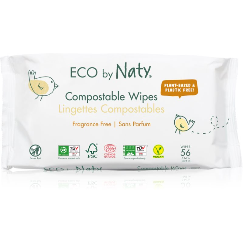 Eco by Naty Vlhčené ubrousky bez vůně - pro citlivou pokožku (56 ks)