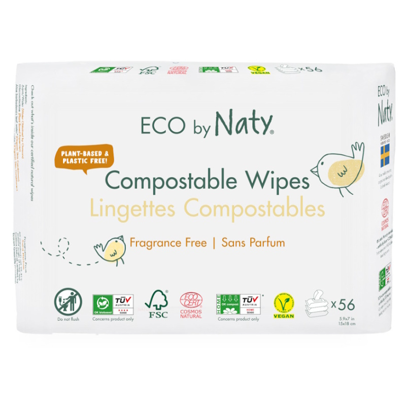 Vlhčené ubrousky ECO by Naty bez vůně - pro citlivou pokožku - výhodné balení (3 x 56 ks)