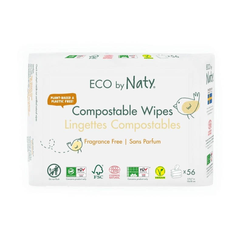 Vlhčené ubrousky ECO by Naty bez vůně - pro citlivou pokožku - výhodné balení (3 x 56 ks)