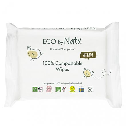 ECO by Naty vlhčené ubrousky bez vůně - pro citlivou pokožku (20 ks) - cestovní balení