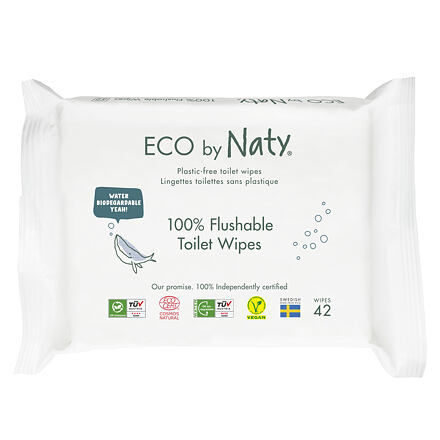 Eco by Naty vlhčené splachovatelné ubrousky s funkcí toaletního papíru bez vůně  (42 ks)