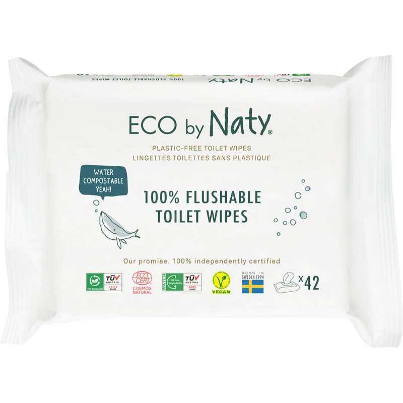 Eco by Naty vlhčené splachovatelné ubrousky s funkcí toaletního papíru bez vůně  (42 ks)
