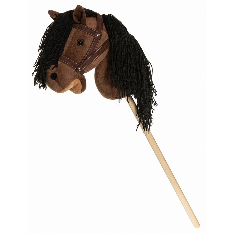 Hobby Horse hnědý kůň na tyči s otěžemi 80cm