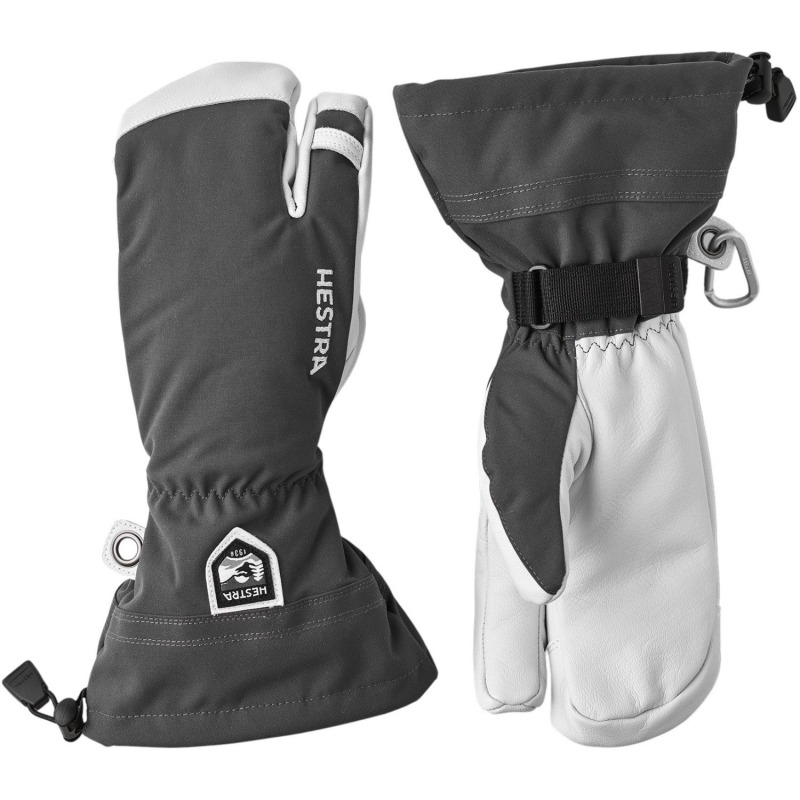 Hestra Army Leather Heli Ski, tříprsté lyžařské rukavice, šedé