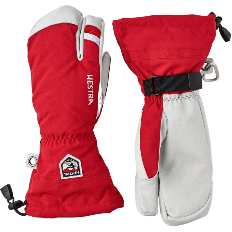 Hestra Army Leather Heli Ski, tříprsté lyžařské rukavice, červené