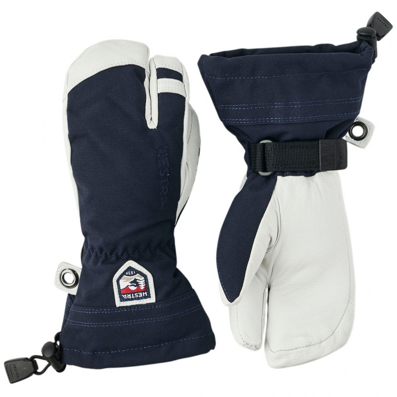Hestra Army Leather Heli Ski, tříprsté lyžařské rukavice, juniorské, námořnická modrá