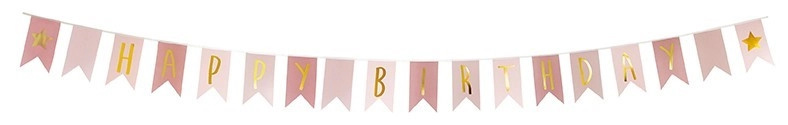 Jabadabado narozeninová girlanda Happy Birthday růžová