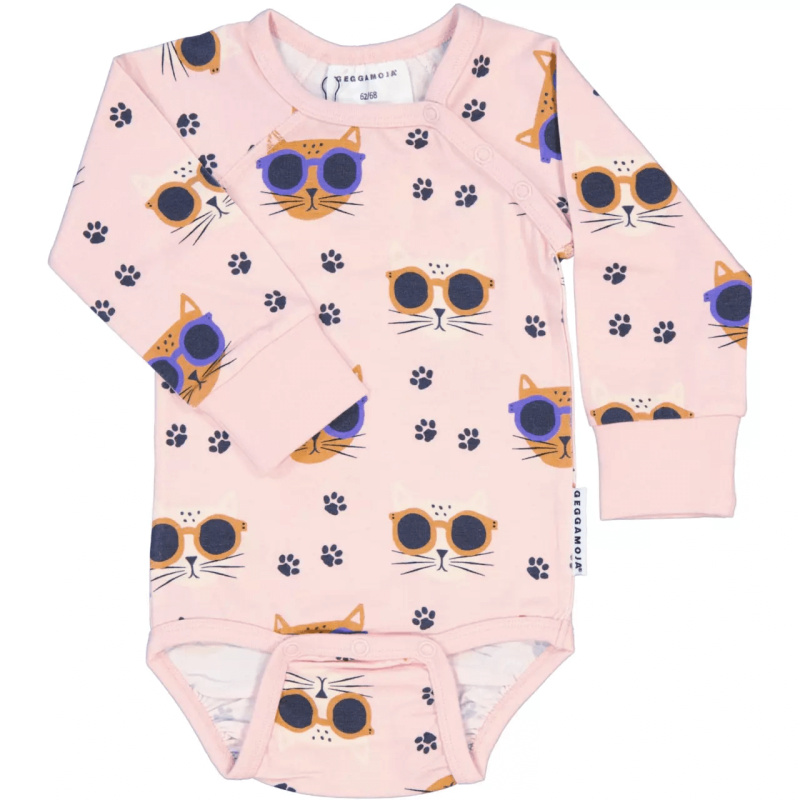 Bambusové body dětské s dlouhým rukávem růžové Pink Cool Cats Geggamoja Velikost: 86/92