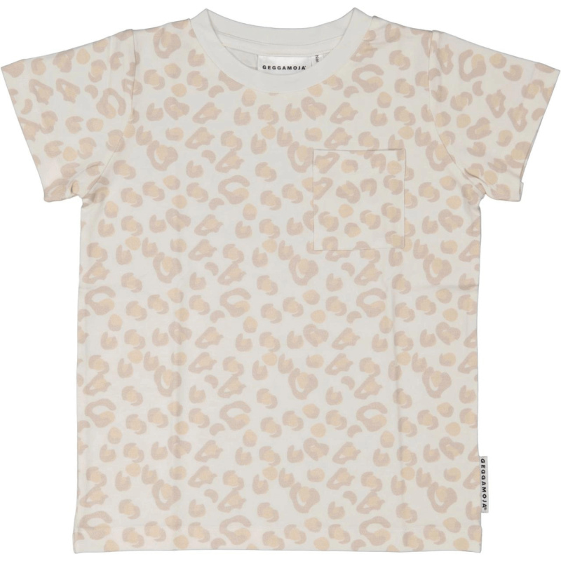 Dětské bambusové tričko s krátkým rukávem Soft beige leo Geggamoja Velikost: 110/116