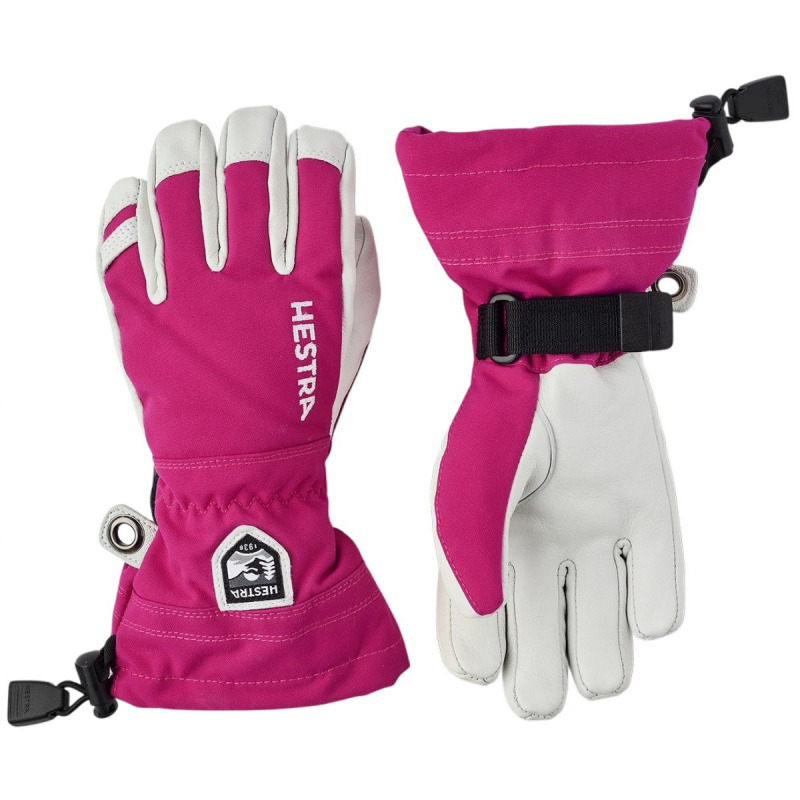 Hestra Army Leather Heli Ski, lyžařské rukavice, juniorské, růžové