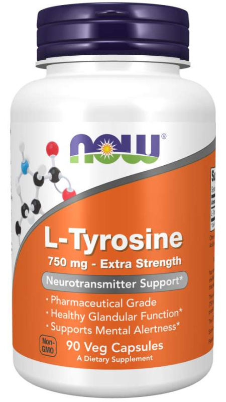 Now Foods L-Tyrosine Extra Strength 750 mg 90 rostlinných kapslí