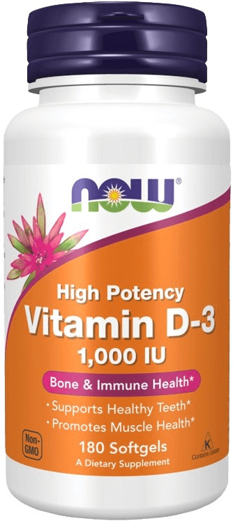 Now Foods Vitamin D3 1000 IU 180 kapslí