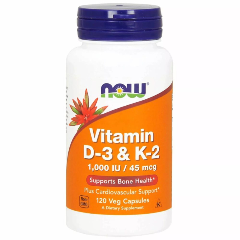 Now Foods Vitamin D3 a K2 120 kapslí