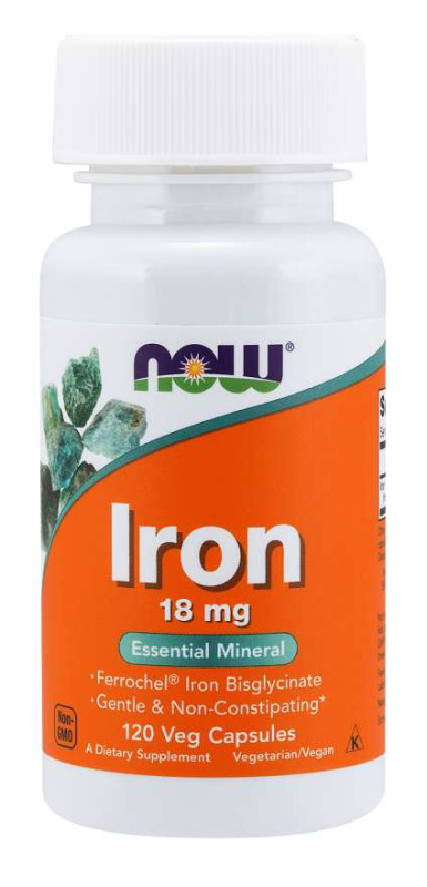 Now Foods Iron Ferrochel (železo chelát) 18 mg 120 kapslí