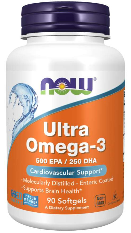 Now Foods Ultra Omega-3 Rybí olej 500 EPA + 250 DHA x 90 softgel kapslí
