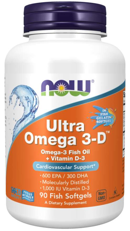 Now Foods Ultra Omega 3-D 600 EPA/300 DHA +  Vitamin D3 90 kapslí