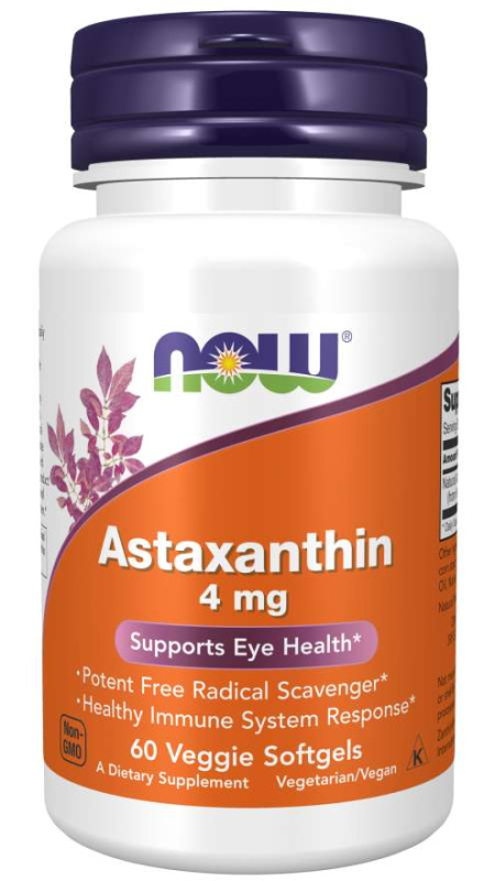 Now Foods Astaxanthin (Astaxantin) 4 mg 60 vegetariánských kapslí