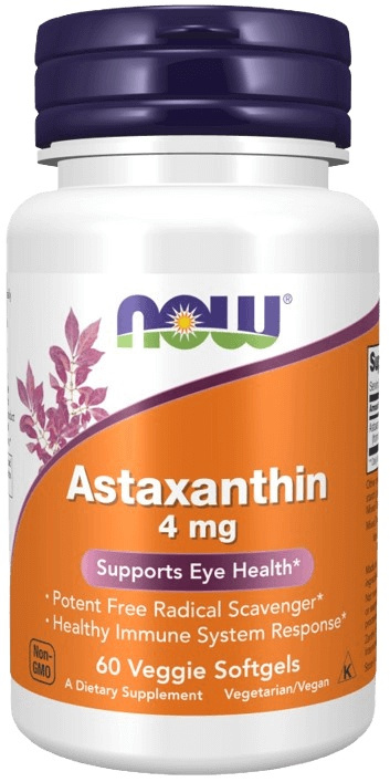 Now Foods Astaxanthin (Astaxantin) 4 mg 60 vegetariánských kapslí