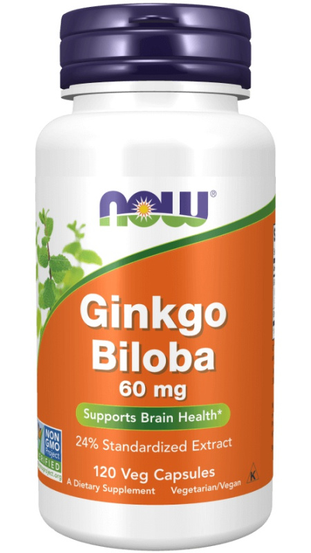 Now Foods Ginkgo Biloba 60 mg 60 kapslí 