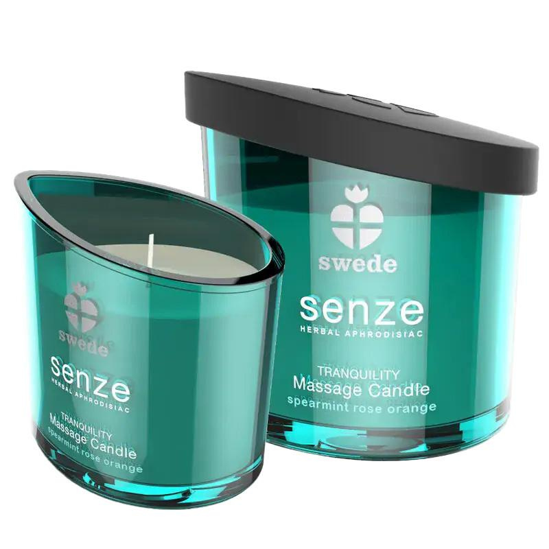 SENZE Uklidňující masážní svíčka - máta, růže, pomeranč 50 ml
