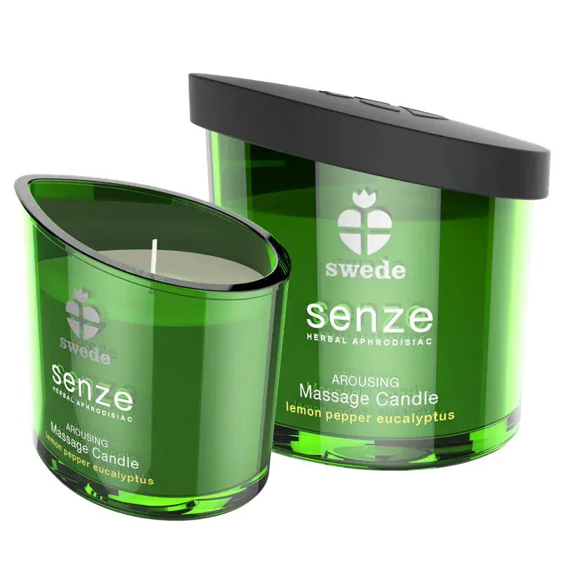SENZE Povzbuzující masážní svíčka - citron, pepř, eukalyptus 50ml
