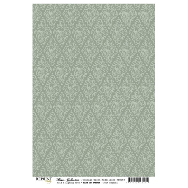 Reprint Scrapbookový papír Reprint, A4, Medailonky - VYBERTE ODSTÍN - Scrapbookový papír Reprint, A4 - Medailonky, sv. zelené