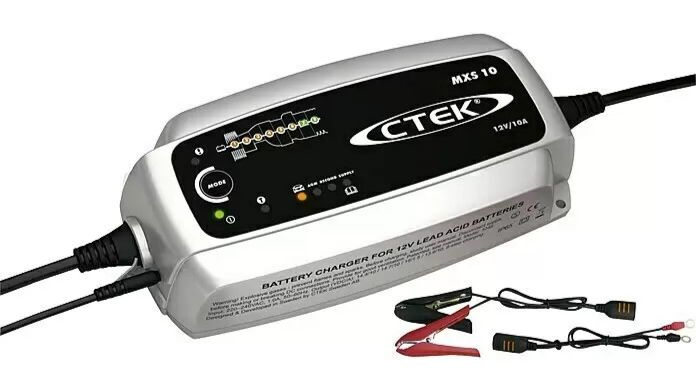 Automatická nabíječka CTEK MXS 10 EU / 20-200 Ah (nabíjení) / IP65 / 8 úrovní / LED / stříbrná/černá Varianta: ivi1