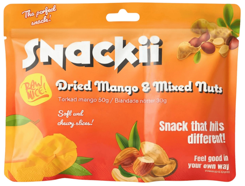 Rawnice Snackii Sušené Mango s Ořechy 80 g