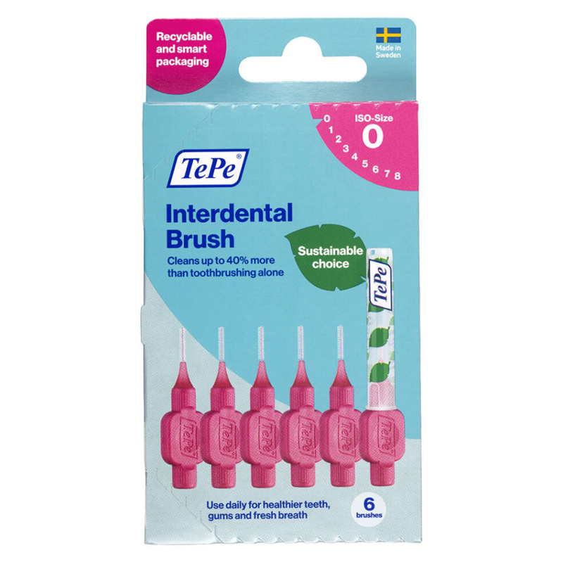 TePe Original růžové mezizubní kartáčky z bioplastu 0,4 mm, 6 ks