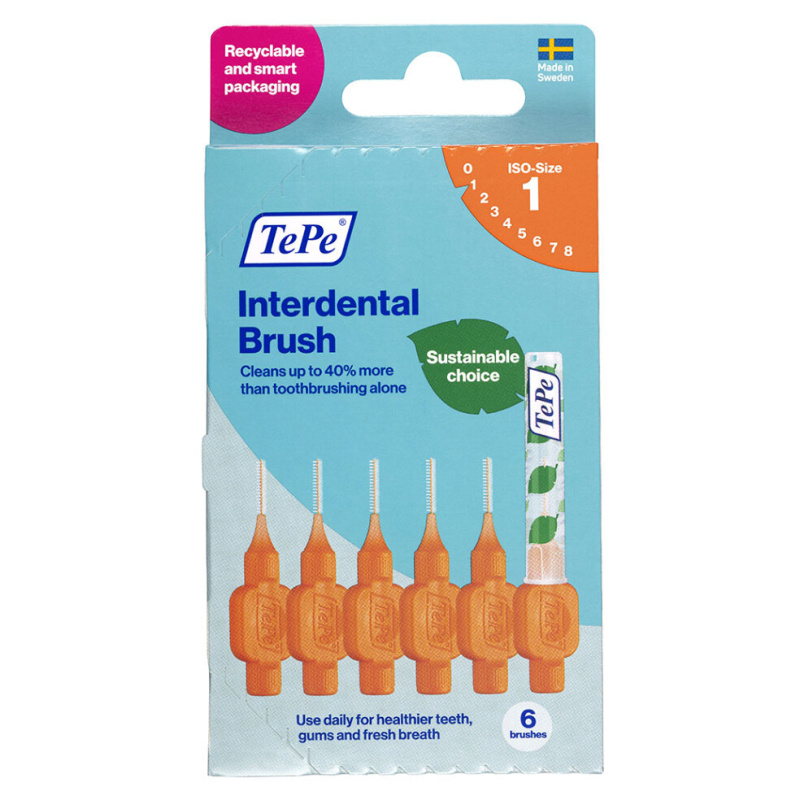 TePe Original oranžové mezizubní kartáčky z bioplastu 0,45 mm, 6 ks