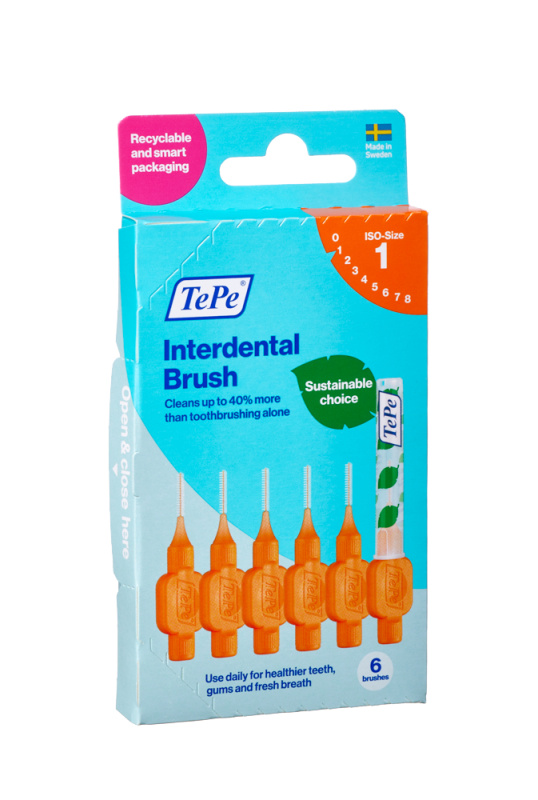 TePe Original oranžové mezizubní kartáčky z bioplastu 0,45 mm, 6 ks