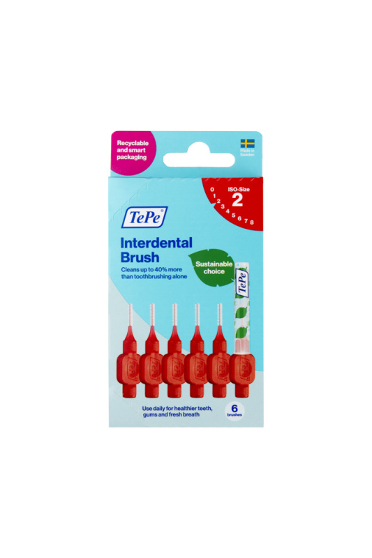 TePe Original  červené mezizubní kartáčky z bioplastu 0,5 mm, 6 ks