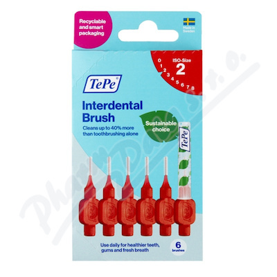TePe Original  červené mezizubní kartáčky z bioplastu 0,5 mm, 6 ks