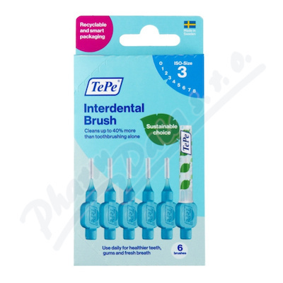TePe Original modré mezizubní kartáčky z bioplastu 0,6 mm, 6 ks