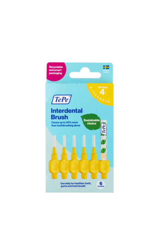 TePe Original žluté mezizubní kartáčky z bioplastu 0,7 mm, 6 ks