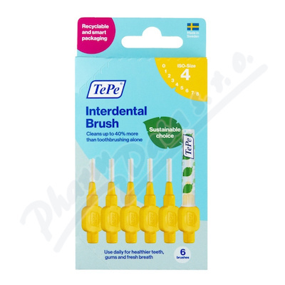TePe Original žluté mezizubní kartáčky z bioplastu 0,7 mm, 6 ks