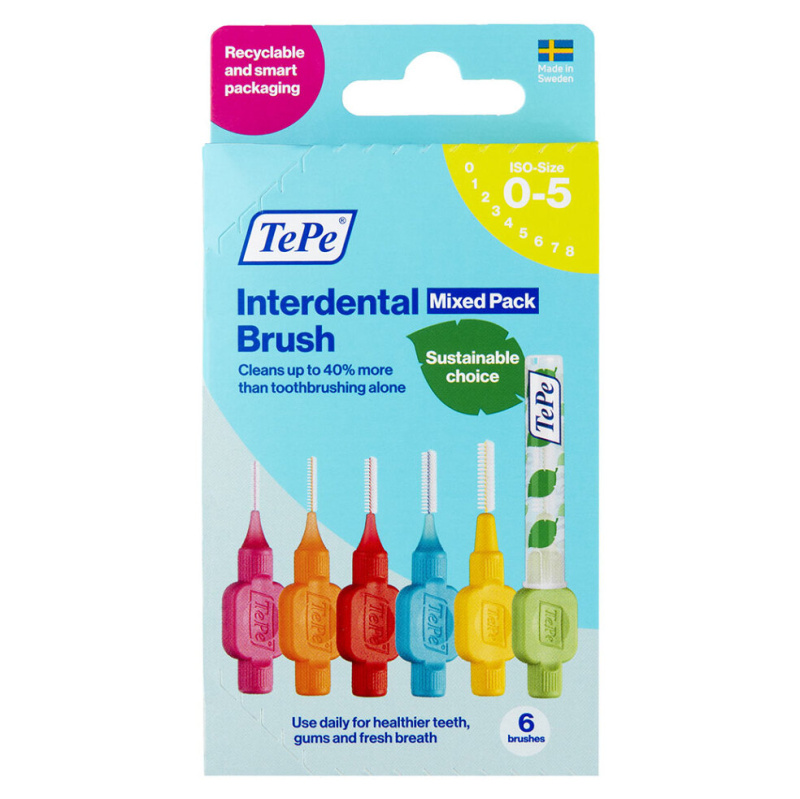 TePe Original mezizubní kartáčky z bioplastu startovací sada, 6 ks