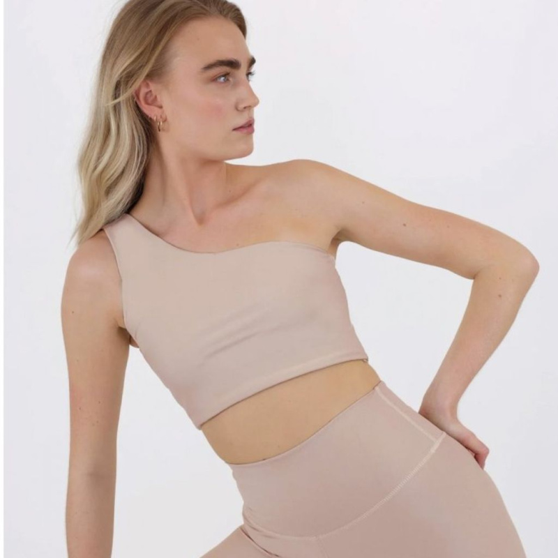 SISTERLY TRIBE Yoga Top / One Shoulder - Taupe Velikost: M