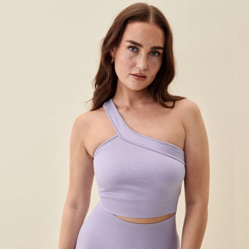 SISTERLY TRIBE Žebrovaná podprsenka One Shoulder - Lavender Velikost: L