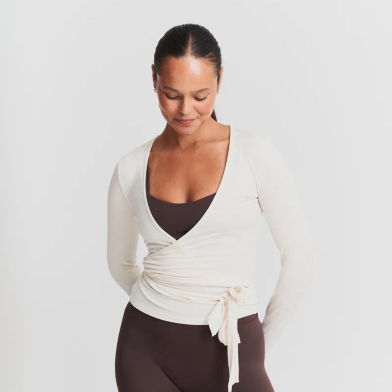 SISTERLY TRIBE Ballet Wrap Top - Off White Velikost: M